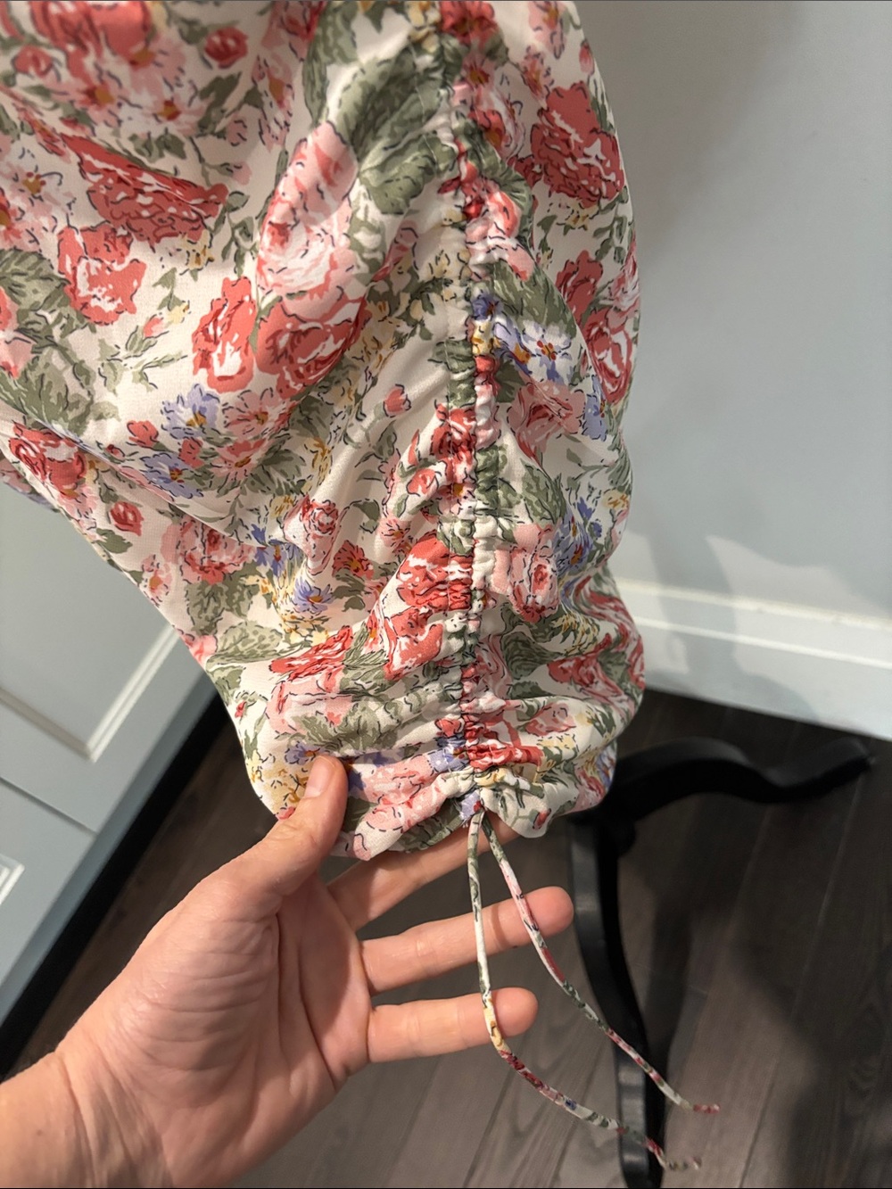 Off‑Shoulder Floral Midi Dress in Pink and Cream - Picture 10 of 16